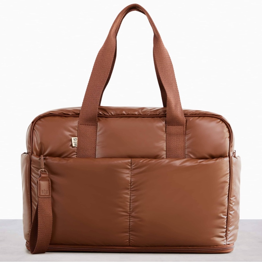 Beis Unisex Expandable Puffy Air Duffle in Maple Brown